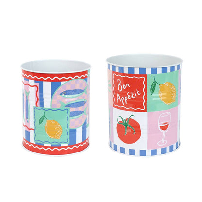 Food Icons Recyclable Storage Tins - 2 Pack | Kitchenware Gifts |