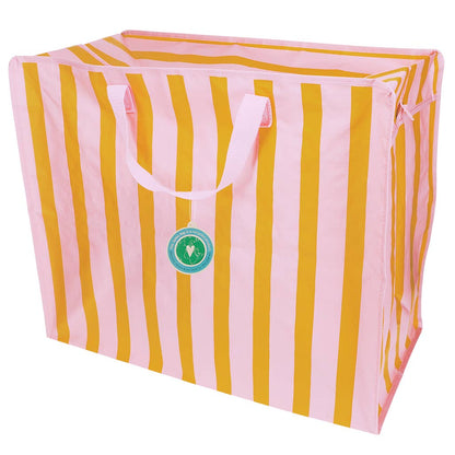 Jumbo storage bag - Pink with orange stripe