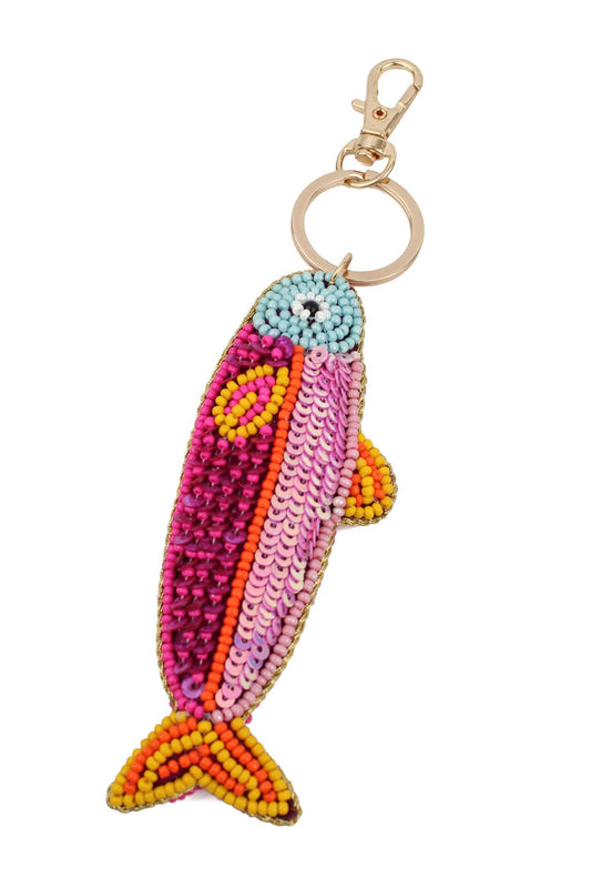 Pink Fish Keyring or Bag Charm