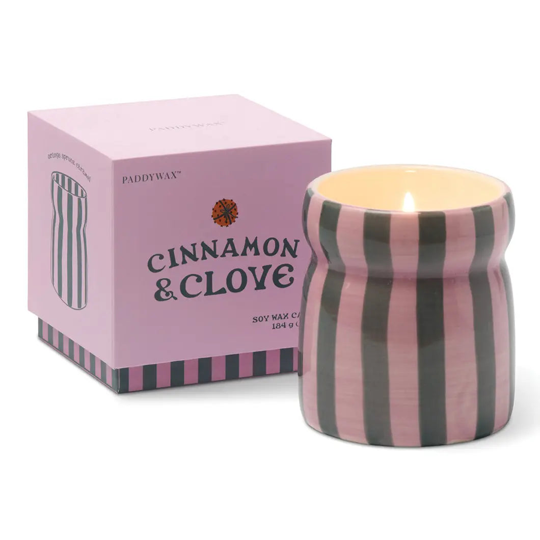 Pink & Green Ceramic Candle