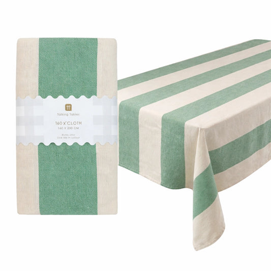 Green Stripe Cotton Tablecloth