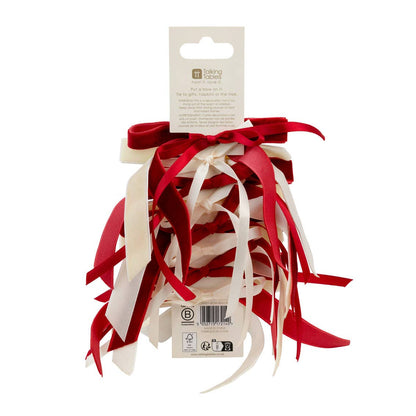 Red & Cream Velvet Bows - 8 Pack | Christmas Decor |
