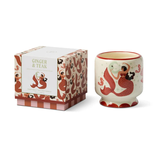 A Dopo Mermaid & Moon Ceramic Candle, Ginger & Teak