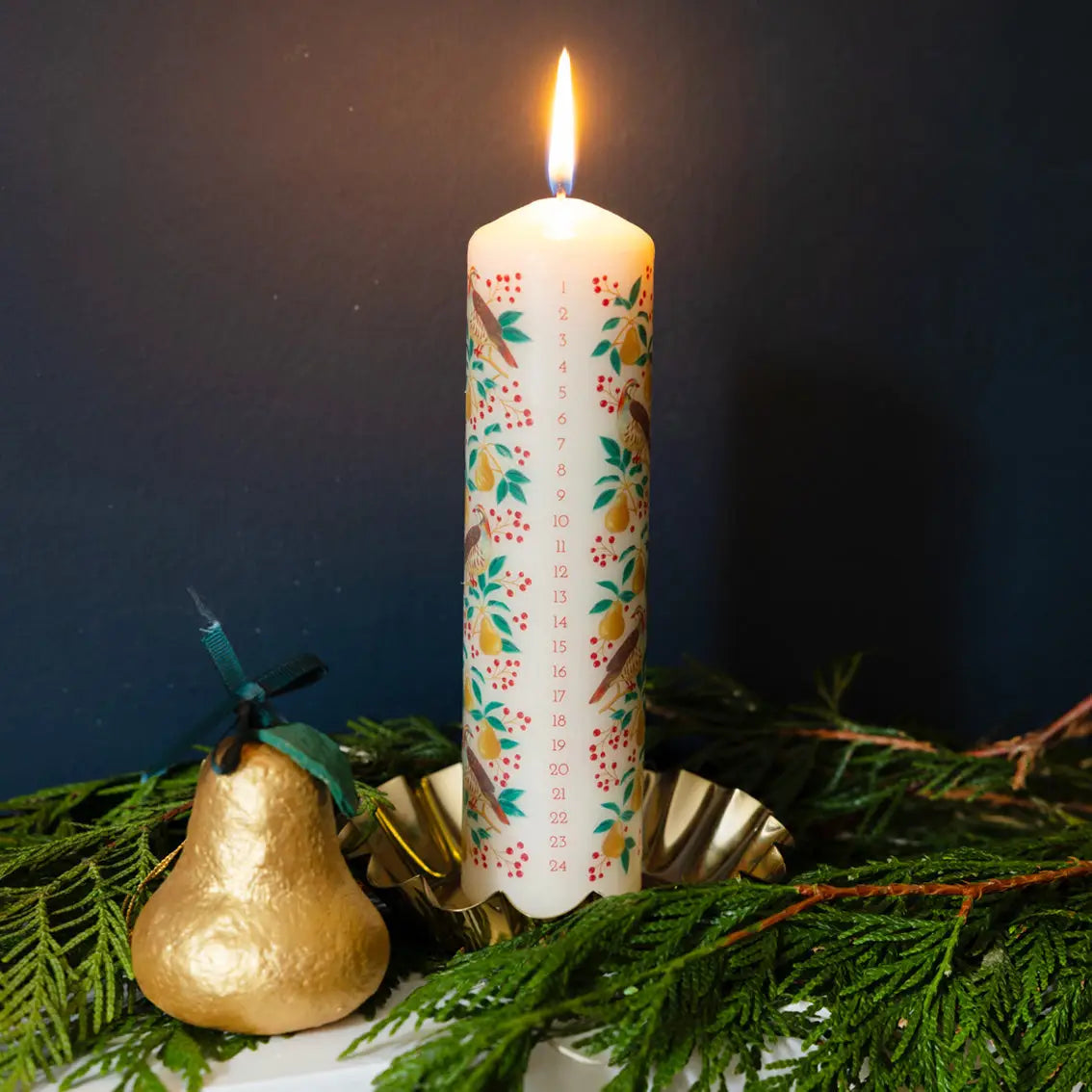 Enamel Gold Pillar Candle Holder