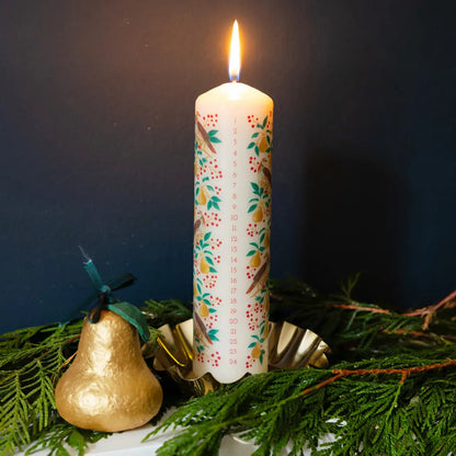 Enamel Gold Pillar Candle Holder