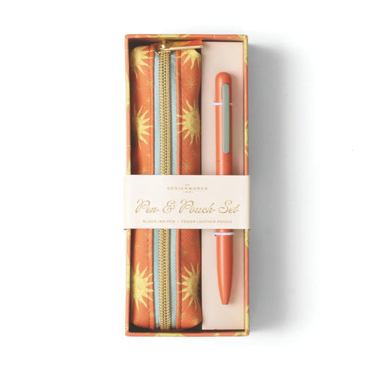 Pen and Pouch Set, Terracotta Sun