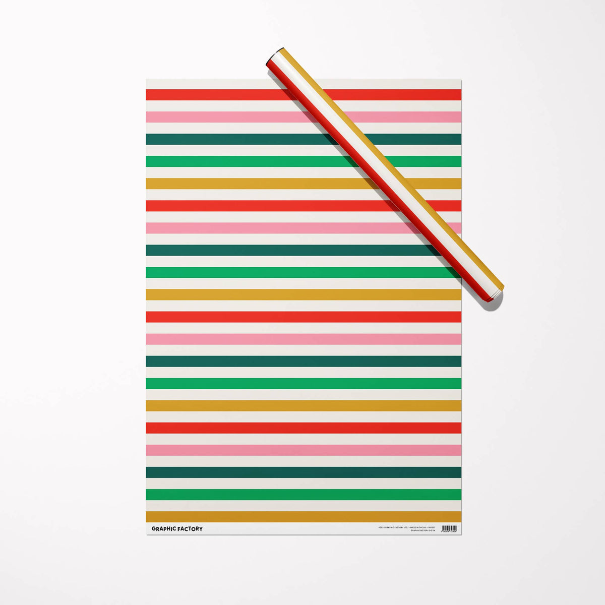 Green/Red/Pink/Ochre Stripes Wrapping Paper