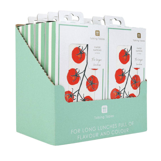 Tomato Long Lunch Paper Napkins - 16 Pack | Summer Dinner Napkins |