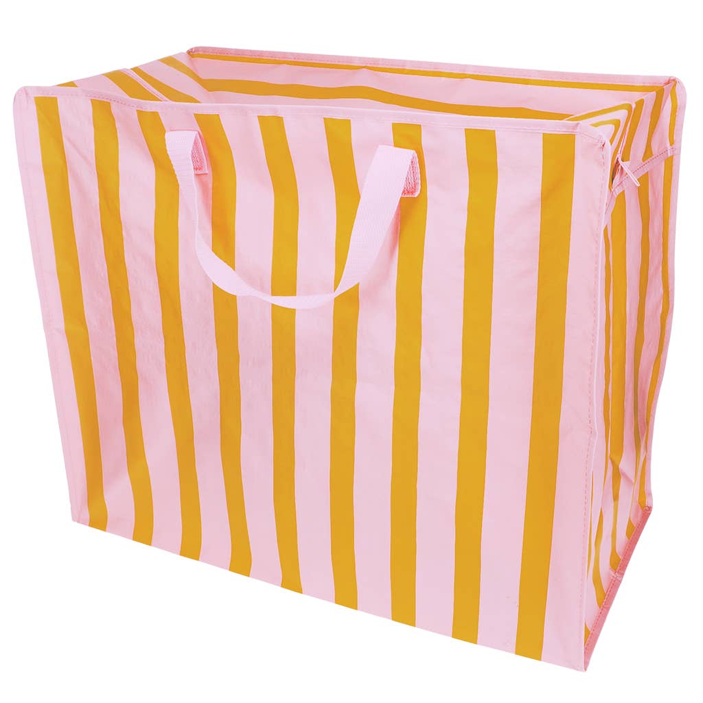 Jumbo storage bag - Pink with orange stripe