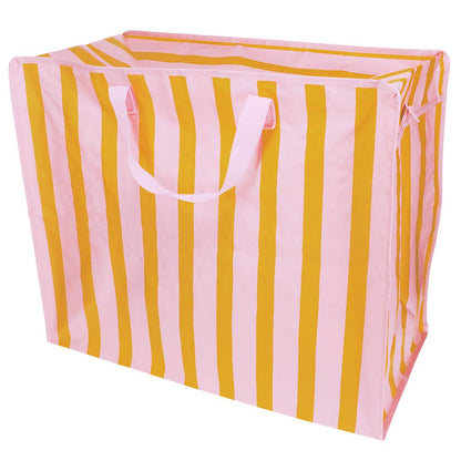 Jumbo storage bag - Pink with orange stripe