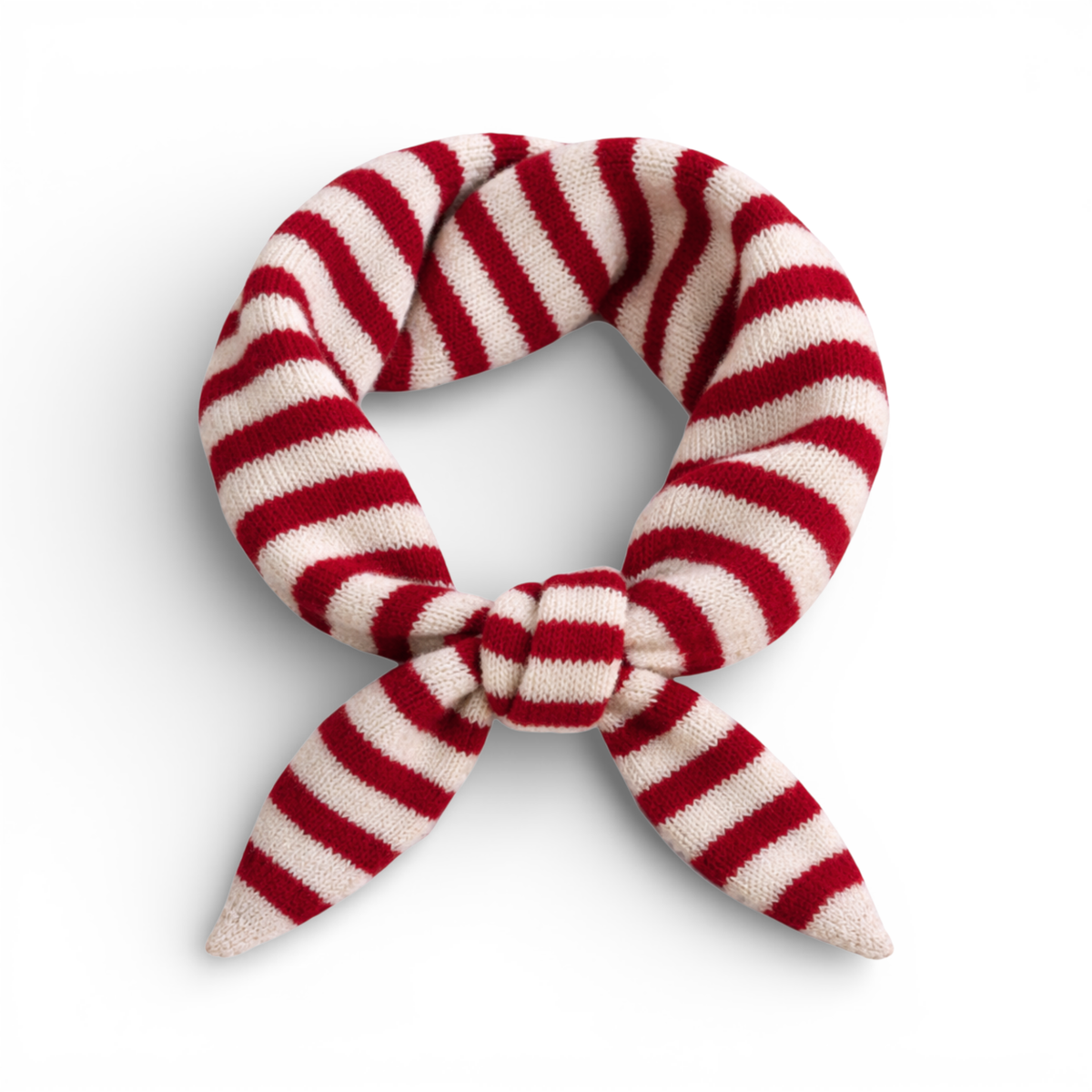 Striped Wool Blend Triangle Neck Scarf in Red