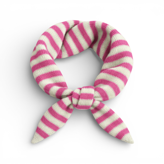 Striped Wool Blend Triangle Neck Scarf: Pink