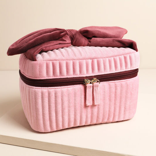 Pink & Red Velvet Make Up Bag
