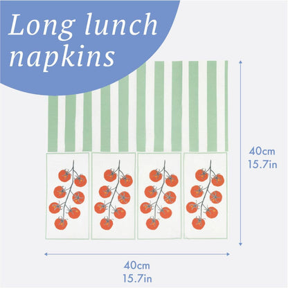 Tomato Long Lunch Paper Napkins - 16 Pack | Summer Dinner Napkins |