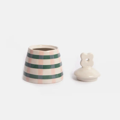 Caroline Gardner Pink Teal Check Jar