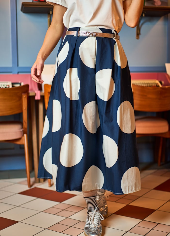 Navy Polka Dot Skirt