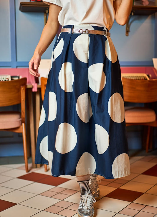 Navy Polka Dot Skirt