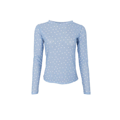 Annie Mesh Blouse - Light Blue Dot