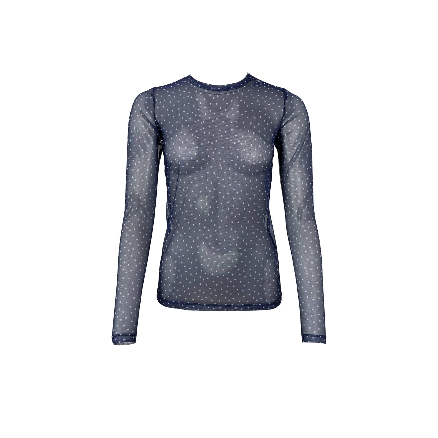 Navy Dot Mesh Top