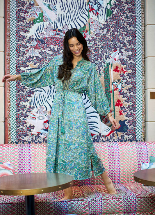 Luna Ragland Dress in Sea Green