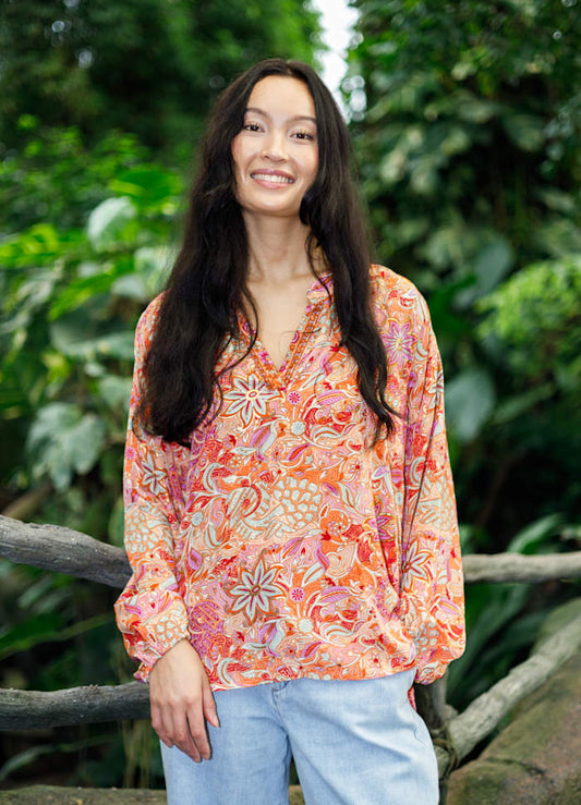 Luna Blouse in Pacifique Orange