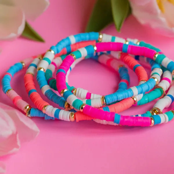 Salcombe Bracelet - Neon Pink/Turquoise/Tropic Green/White