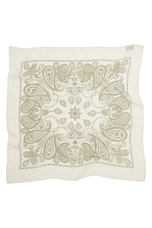 Cream on Cream Paisley Square Scarf