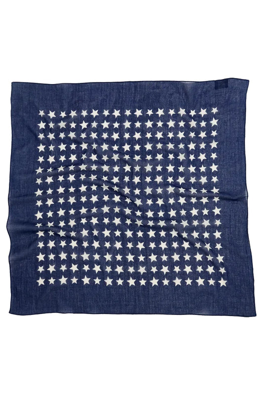 Navy Square Scarf with White Stars