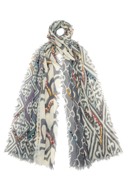 Milano Embroidered Wool Scarf