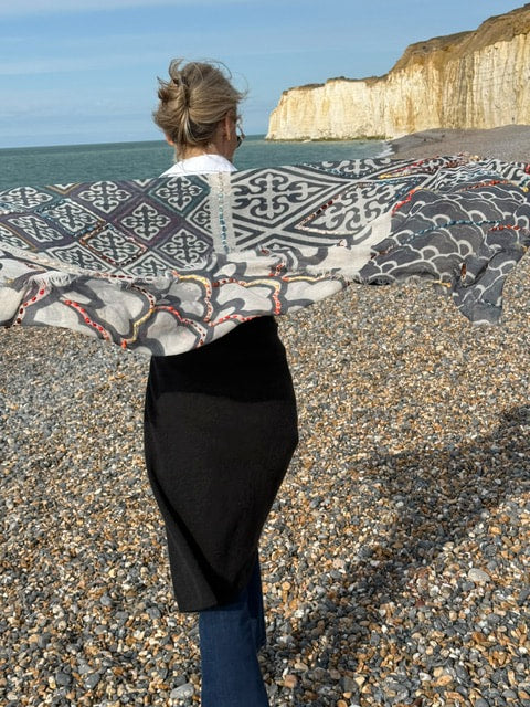 Milano Embroidered Wool Scarf