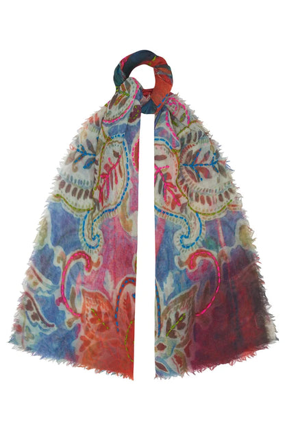 Watercolour Embroidery Wool Scarf