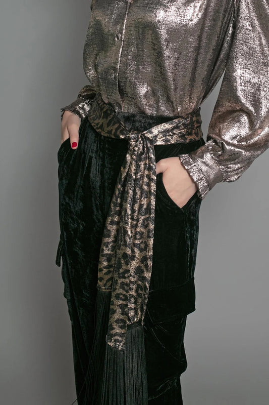 Stevie Lame Scarf in Gold Leo