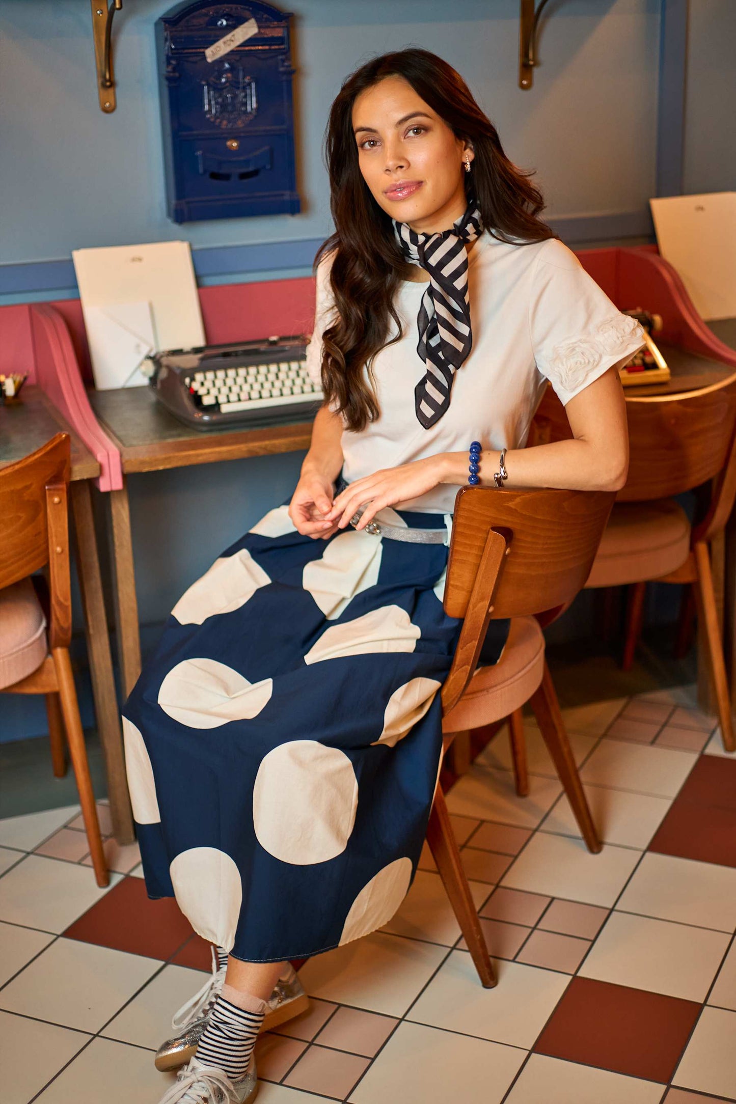 Navy Polka Dot Skirt