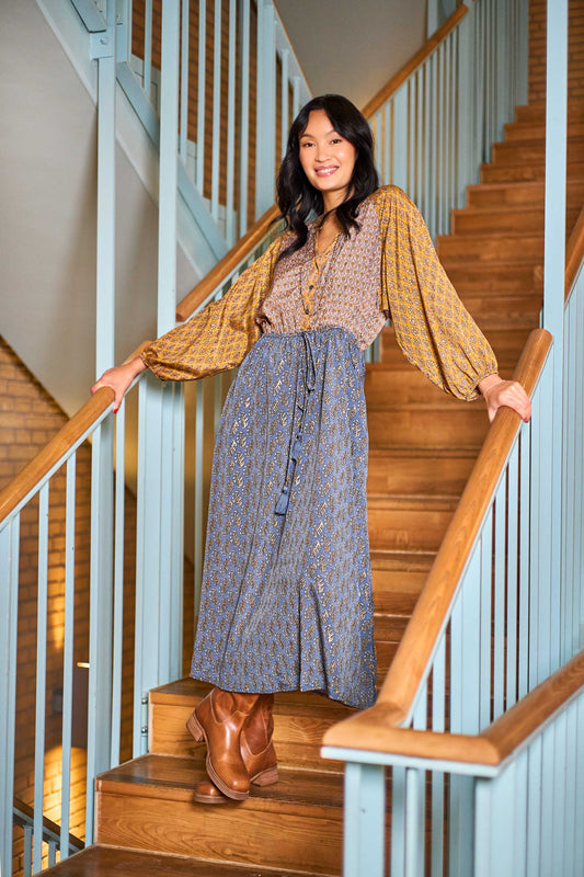Luna Raglan Dress - Golden Multi