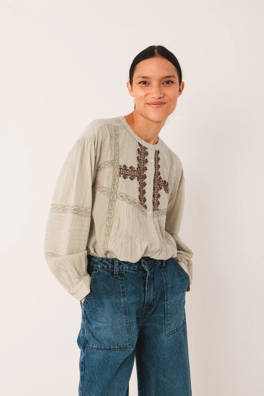 Beige Embroidered Blouse