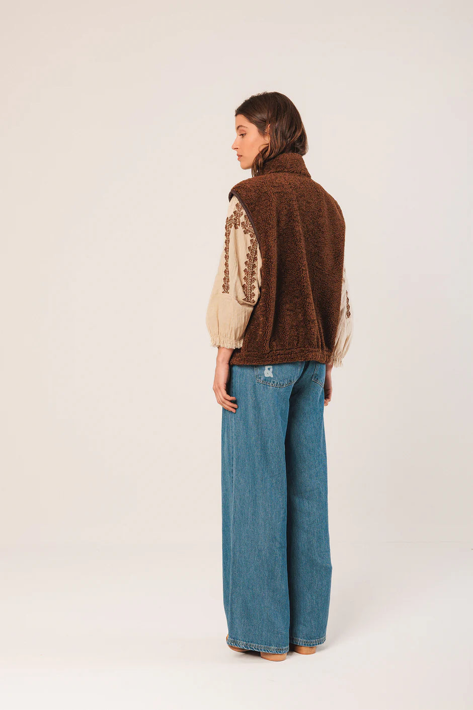 Reversible Suede Gilet in Chocolate