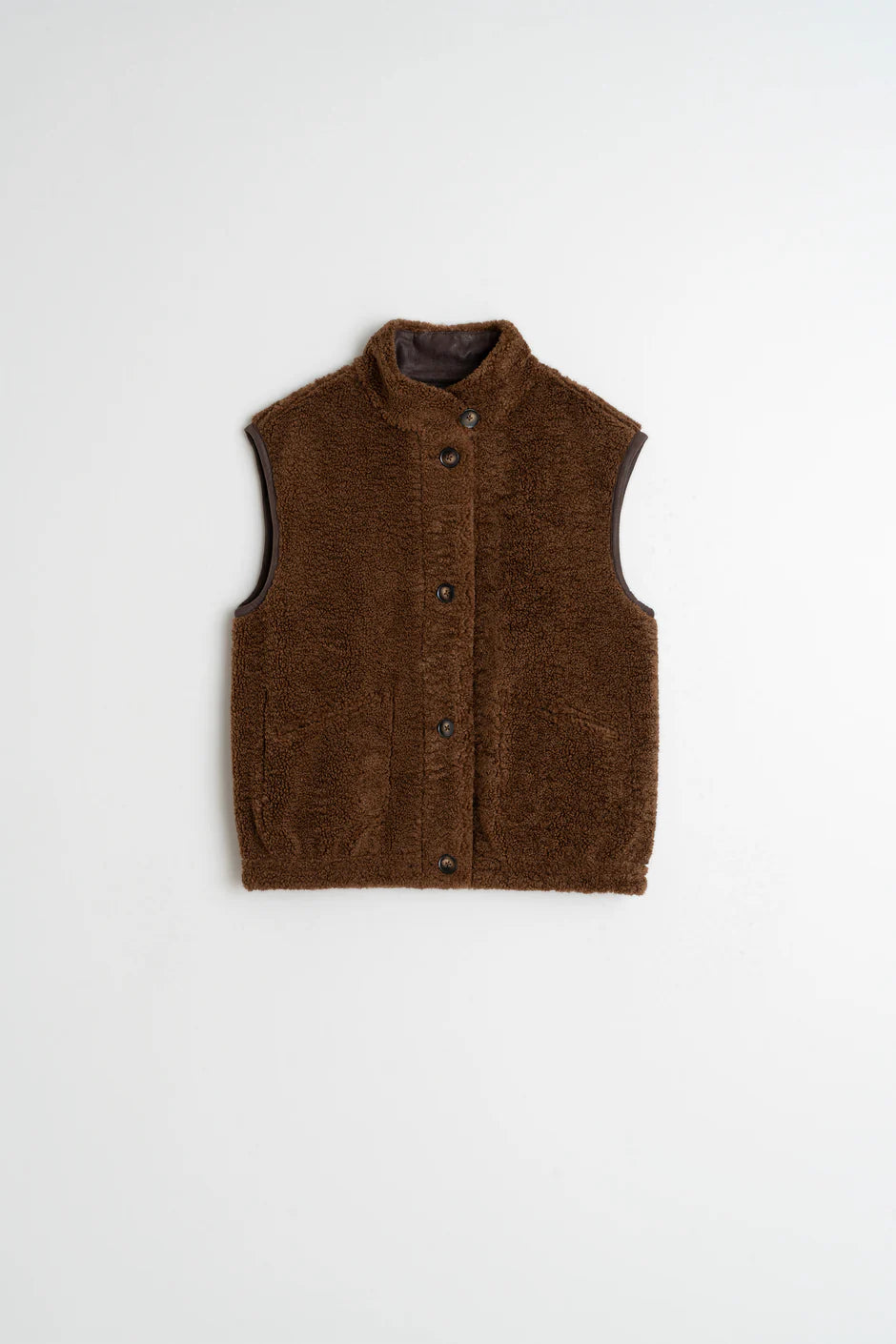 Reversible Suede Gilet in Chocolate