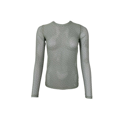 Green Dot Mesh Top