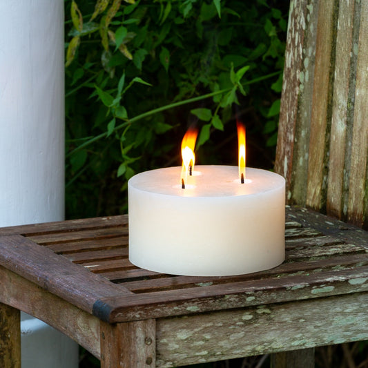 Rustic Pillar Candle & Red Stone Saucer