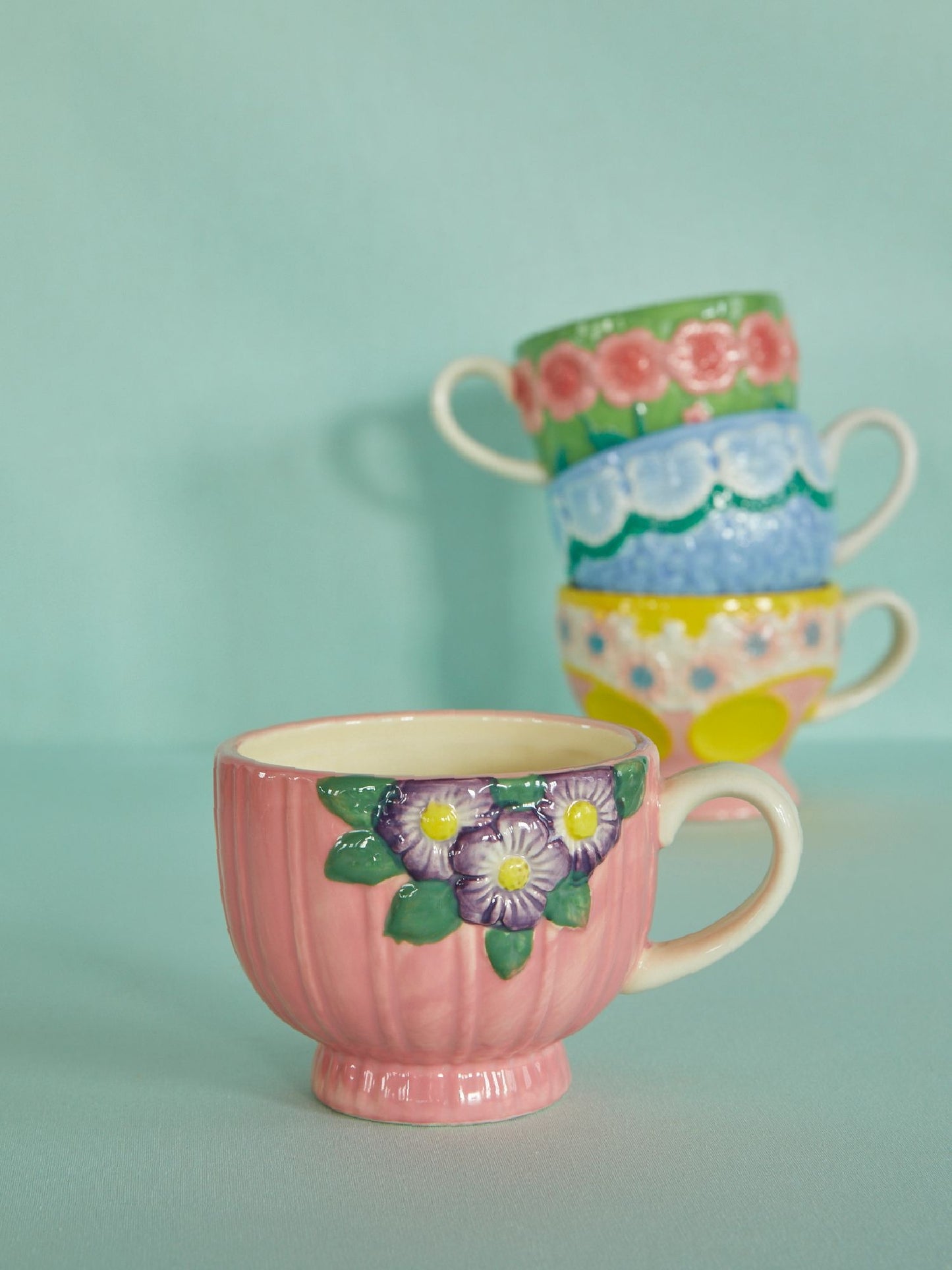 Ceramic Mug with Purple Flower