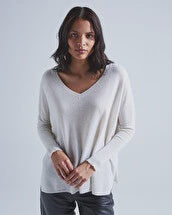 Camille Cashmere V-neck Poncho in Cloud