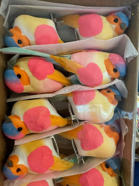 Feathered Bird Clip - Pink/Orange small